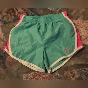 Nike Girls Green and Pink Athletic Shorts
